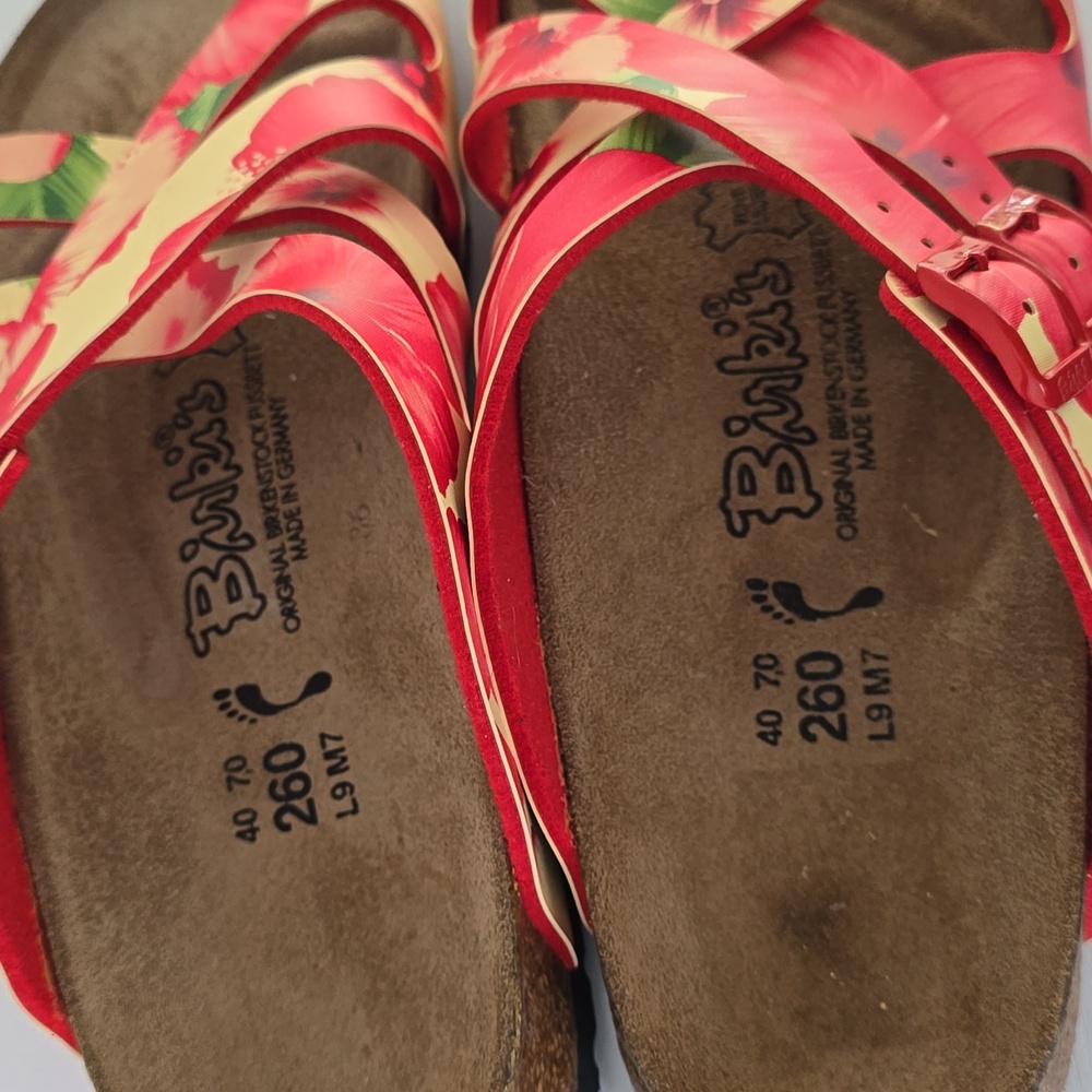 Birkenstock Floral Red Pink Sandals - Picture 4 of 10